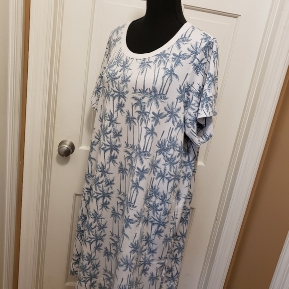 June & Delaneey Palm Tree Print Knit Casual Dress Size 1X - Picture 6 of 11